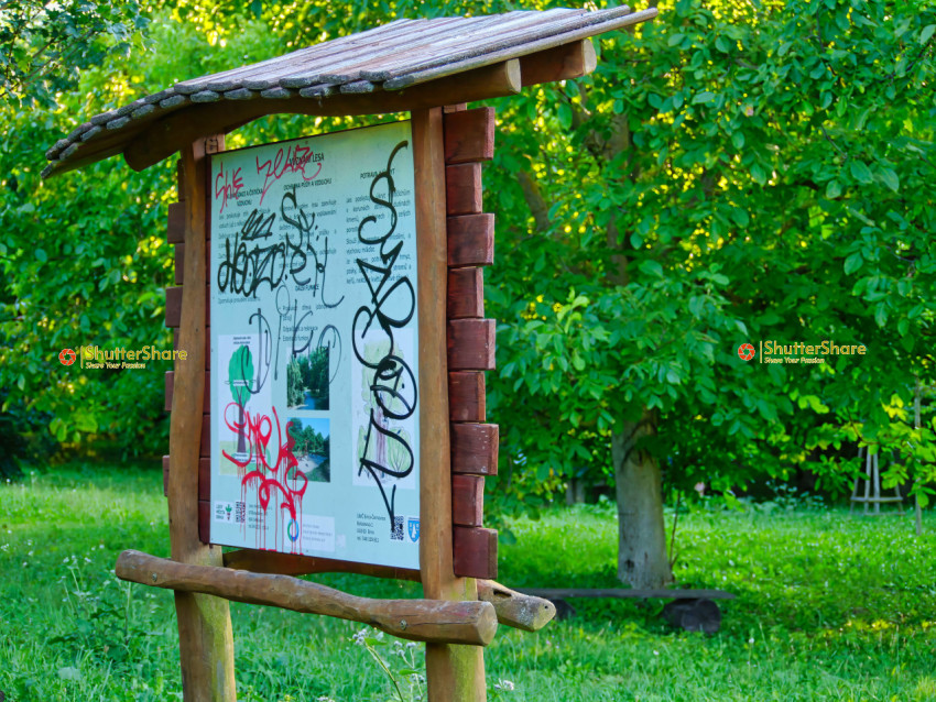 Graffiti-Covered Information Board