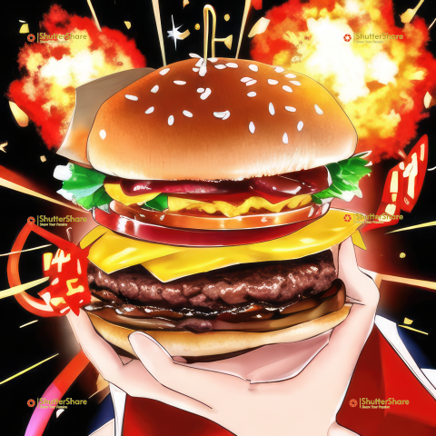 Anime Burger on Fire